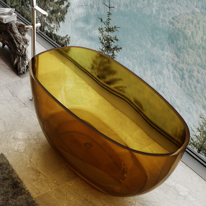 1500/1700*860/760*540mm ABS Riva Petii Oval Glass Transparent Freestanding Bath Tub - HD reno