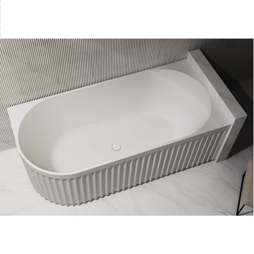 1500/1700mm ABS Roma Riva Gloss or Matt White Oval Sharp Flute Profile Corner Bathtub - HD reno