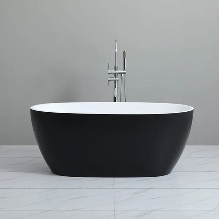 1500-1700*750*590mm Poseidon MBBT Matt Black And White Oval Acrylic Freestanding Bathtub