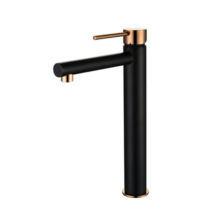 INS Roul Matt Black & Rose Gold Round Tall Basin Mixer