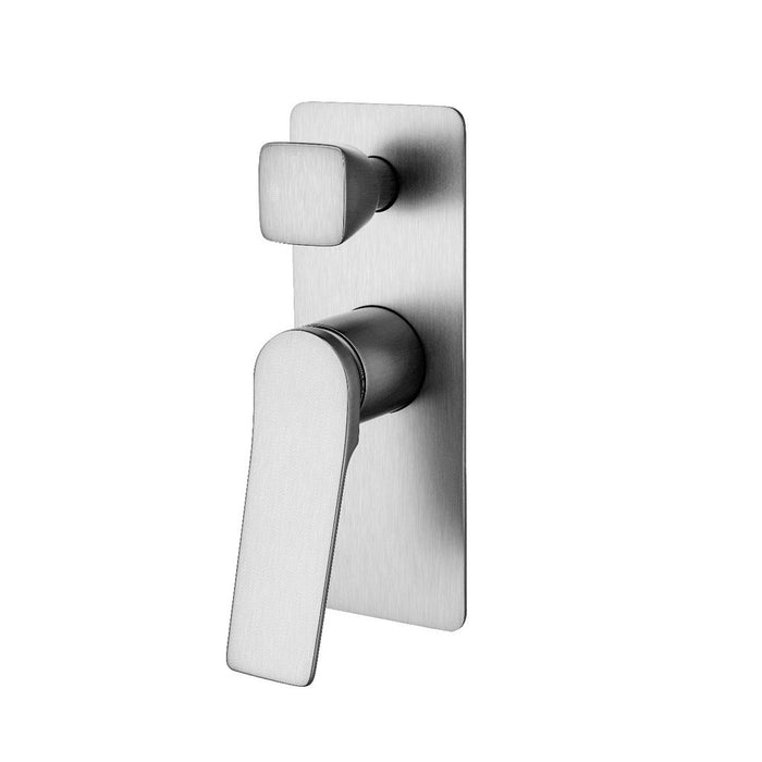 Aquaperla Rushy Brushed Nickel Solid Brass Square With Diverter Wall Mixer - HD reno