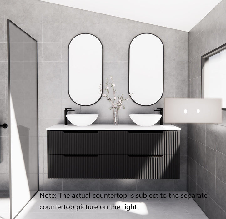 600-1800*450*550mm ABS Bali Matt Black MR Melamined Board Panel With PVC Coating Fluted Wall Hung Vanity