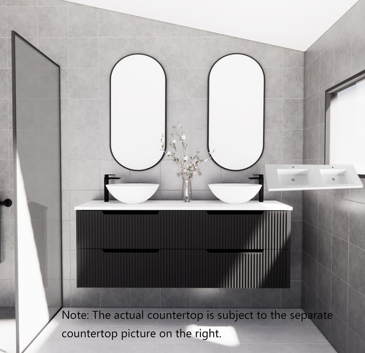 600-1800*450*550mm ABS Bali Matt Black MR Melamined Board Panel With PVC Coating Fluted Wall Hung Vanity