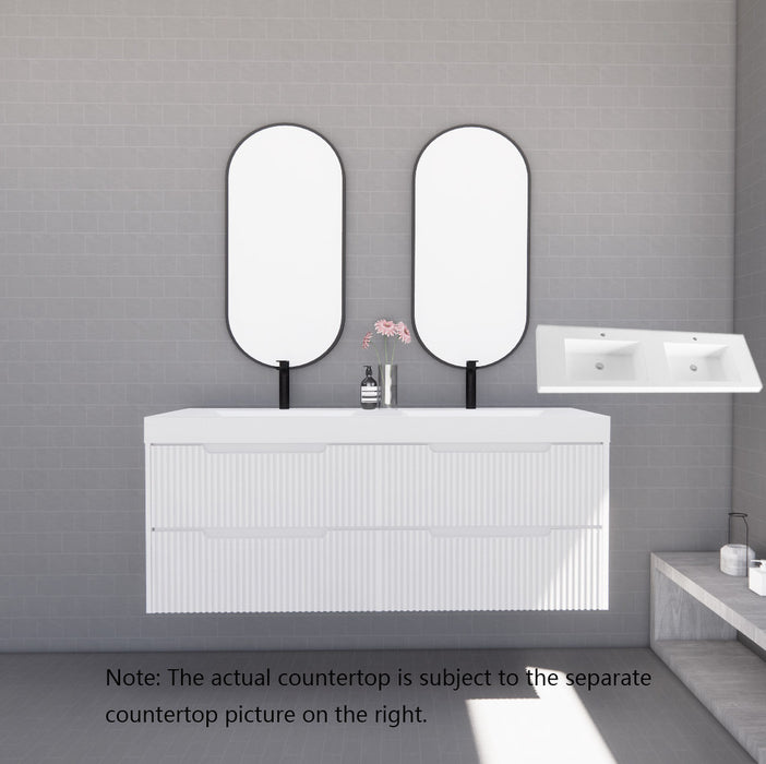 600-1800*450*550mm ABS Bali Matt White MR Melamined Board Panel With PVC Coating Fluted Wall Hung Vanity