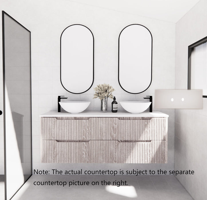 600-1800*450*550mm ABS Bali White Oak MR Melamined Board Panel With PVC Coating Fluted Wall Hung Vanity