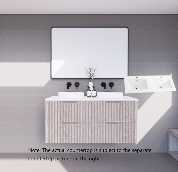 600-1800*450*550mm ABS Bali White Oak MR Melamined Board Panel With PVC Coating Fluted Wall Hung Vanity - HD reno