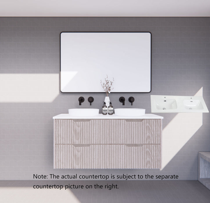 600-1800*450*550mm ABS Bali White Oak MR Melamined Board Panel With PVC Coating Fluted Wall Hung Vanity - HD reno