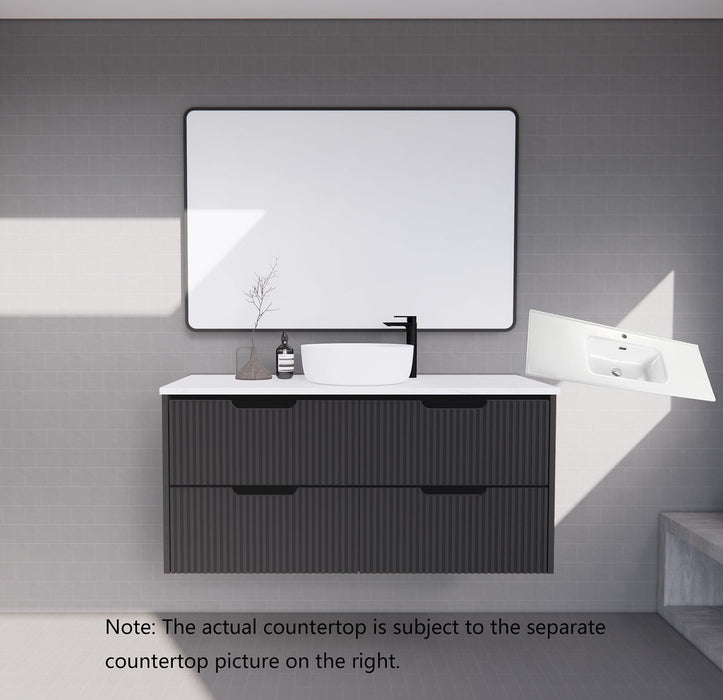 600-1800*450*550mm ABS Bali Matt Black MR Melamined Board Panel With PVC Coating Fluted Wall Hung Vanity - HD reno