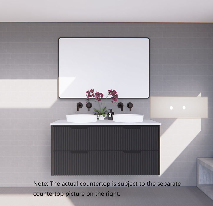 600-1800*450*550mm ABS Bali Matt Black MR Melamined Board Panel With PVC Coating Fluted Wall Hung Vanity