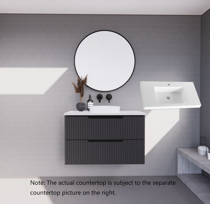 600-1800*450*550mm ABS Bali Matt Black MR Melamined Board Panel With PVC Coating Fluted Wall Hung Vanity