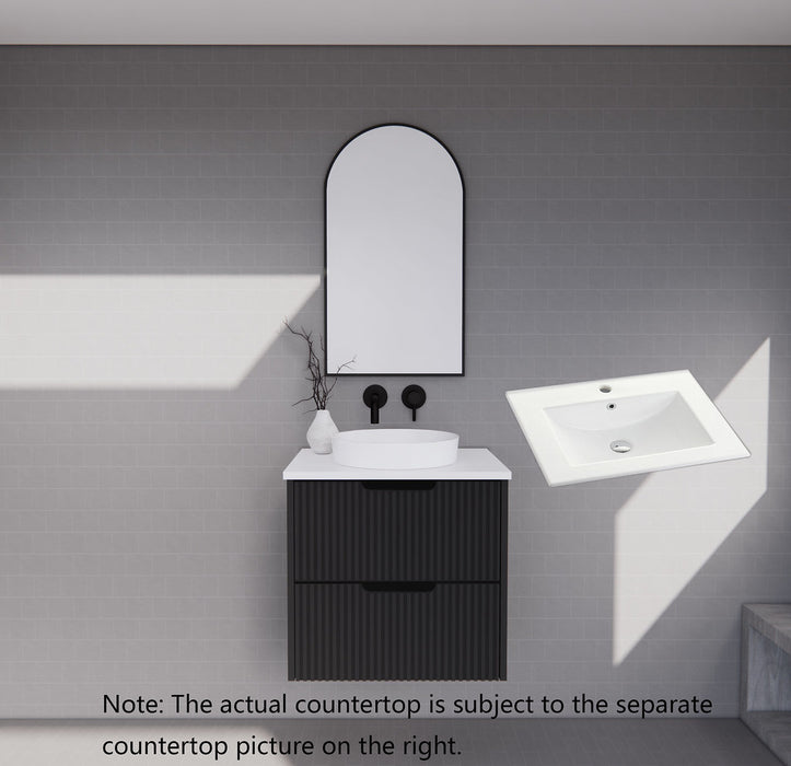 600-1800*450*550mm ABS Bali Matt Black MR Melamined Board Panel With PVC Coating Fluted Wall Hung Vanity