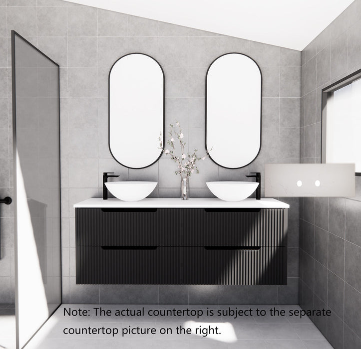 600-1800*450*550mm ABS Bali Matt Black MR Melamined Board Panel With PVC Coating Fluted Wall Hung Vanity