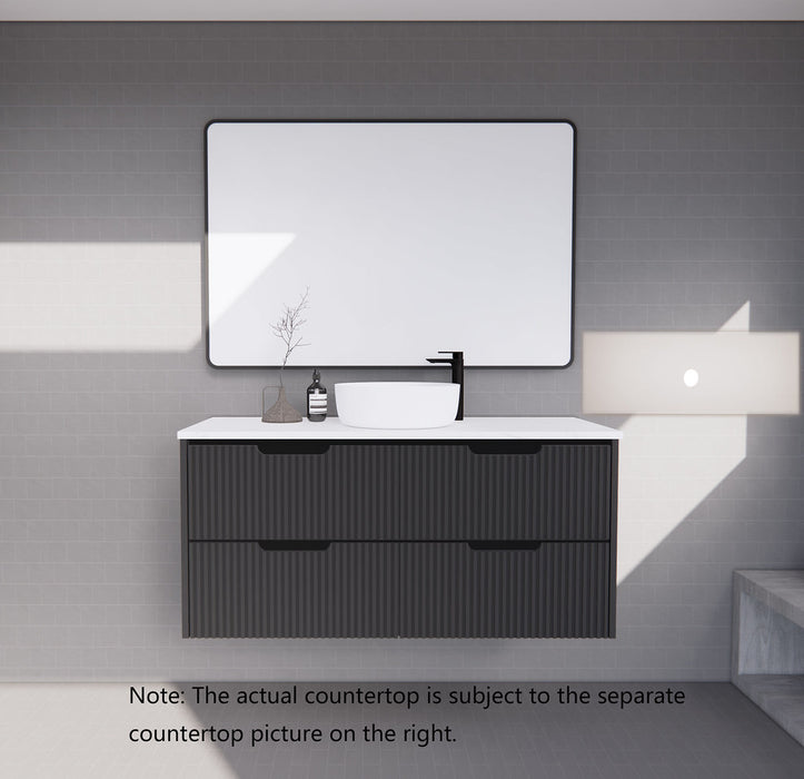 600-1800*450*550mm ABS Bali Matt Black MR Melamined Board Panel With PVC Coating Fluted Wall Hung Vanity