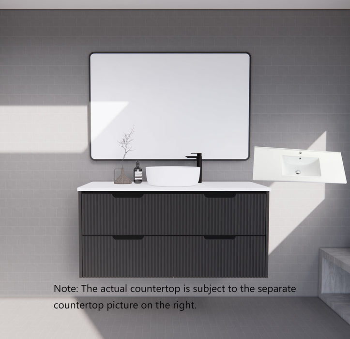 600-1800*450*550mm ABS Bali Matt Black MR Melamined Board Panel With PVC Coating Fluted Wall Hung Vanity