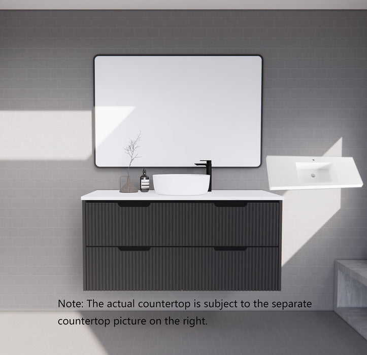 600-1800*450*550mm ABS Bali Matt Black MR Melamined Board Panel With PVC Coating Fluted Wall Hung Vanity