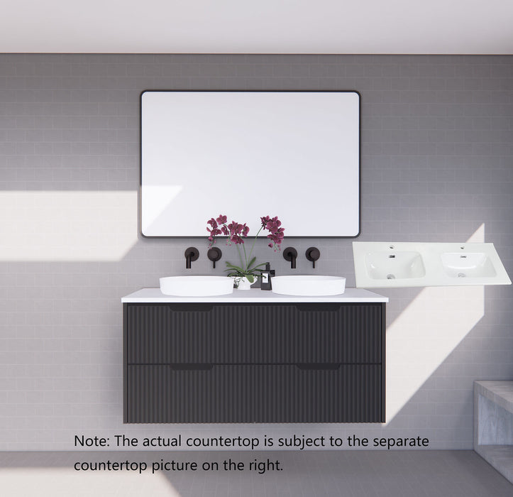 600-1800*450*550mm ABS Bali Matt Black MR Melamined Board Panel With PVC Coating Fluted Wall Hung Vanity - HD reno