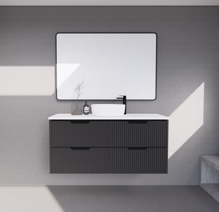 600-1800*450*550mm ABS Bali Matt Black MR Melamined Board Panel With PVC Coating Fluted Wall Hung Vanity - HD reno