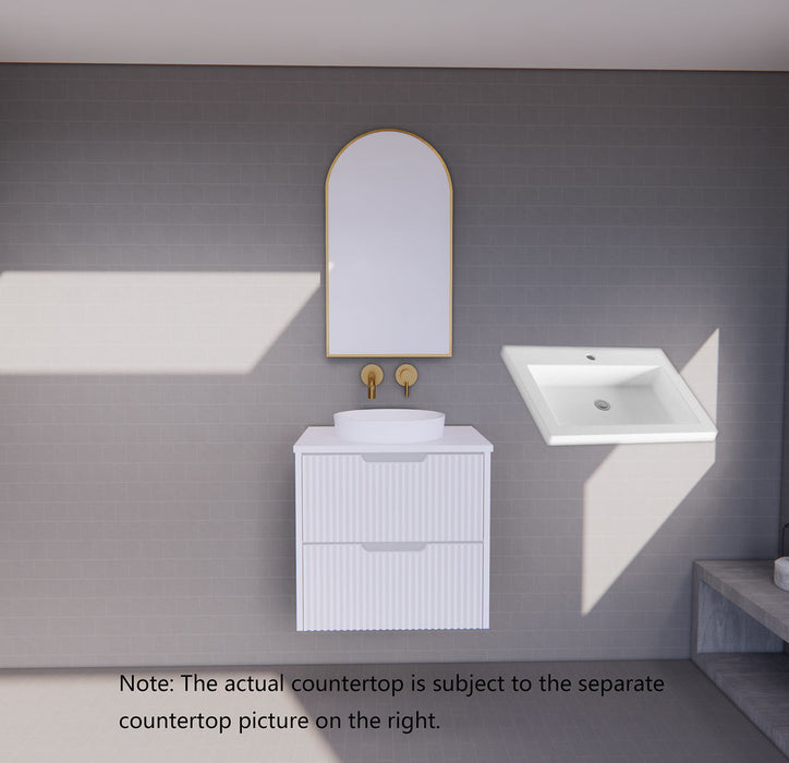 600-1800*450*550mm ABS Bali Matt White MR Melamined Board Panel With PVC Coating Fluted Wall Hung Vanity