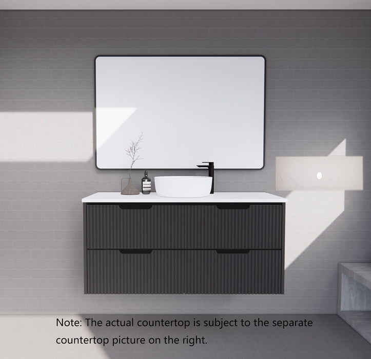 600-1800*450*550mm ABS Bali Matt Black MR Melamined Board Panel With PVC Coating Fluted Wall Hung Vanity