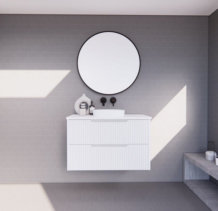 600-1800*450*550mm ABS Bali Matt White MR Melamined Board Panel With PVC Coating Fluted Wall Hung Vanity