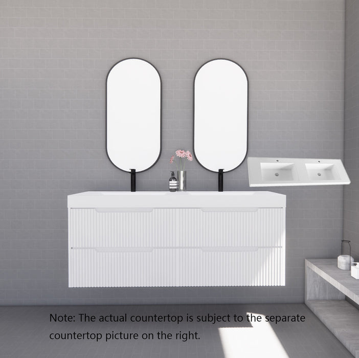 600-1800*450*550mm ABS Bali Matt White MR Melamined Board Panel With PVC Coating Fluted Wall Hung Vanity