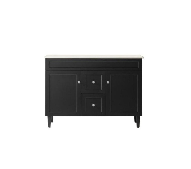 1200*455*860mm POS Harrington Matt Black PVC Constructed Freestanding Vanity With Legs - Middle Drawer - HD reno