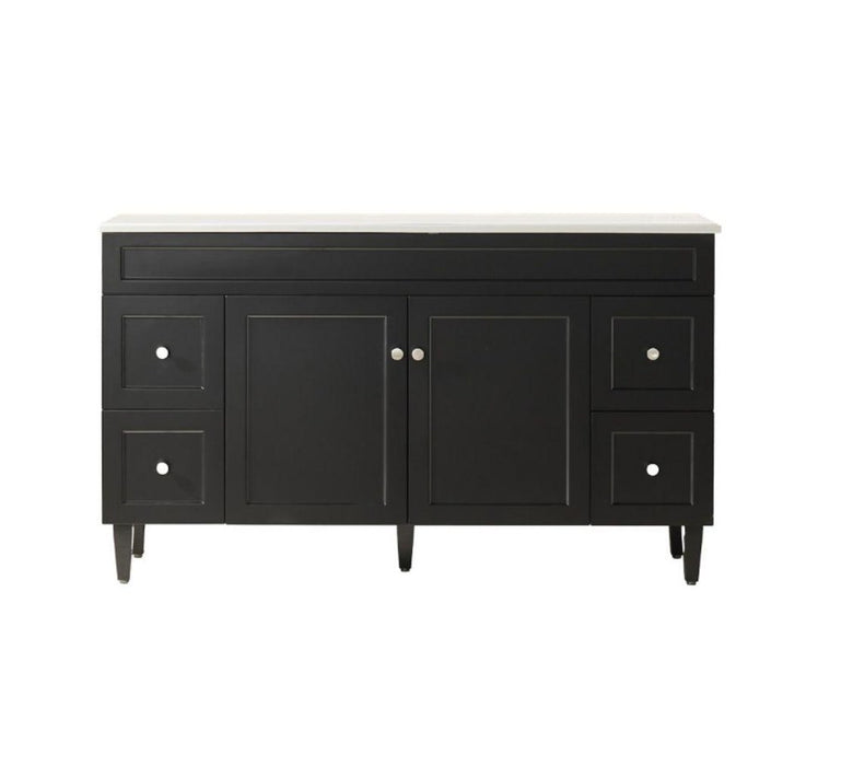 1500*455*860mm POS Harrington Matt Black PVC Constructed Freestanding Vanity With Kick Board - HD reno