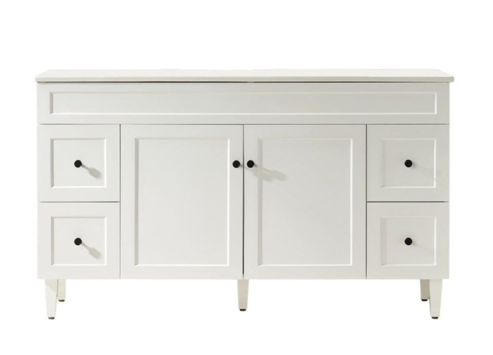 1500*455*860mm POS Harrington Matt White PVC Constructed Freestanding Vanity With Legs - HD reno