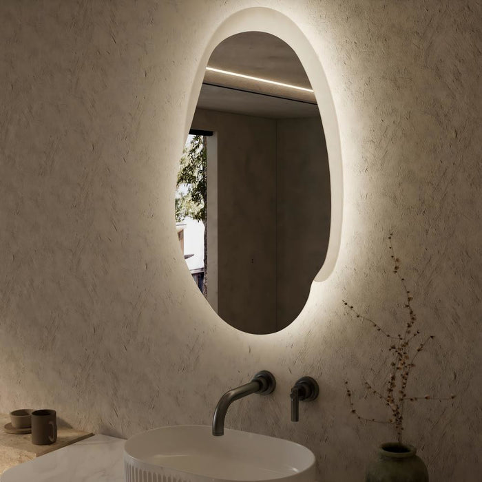530/1100/1300mm Aulic Evanston Matt White Acrylic Edge LED Mirror - HD reno