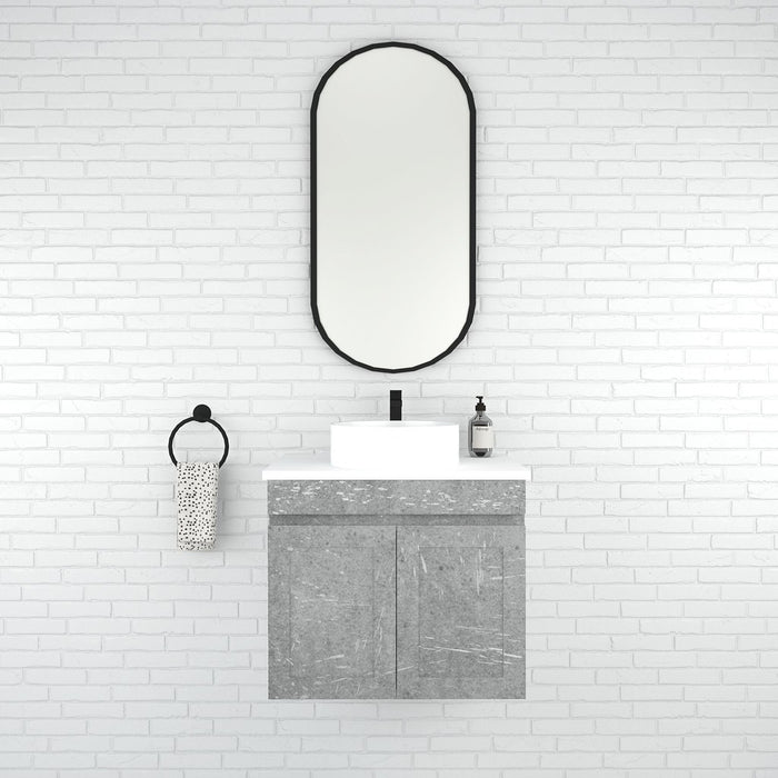 600-1500*450mm Concrete Grey Full Plywood Shaker Wall Hung Vanity With/Without Top - HD reno