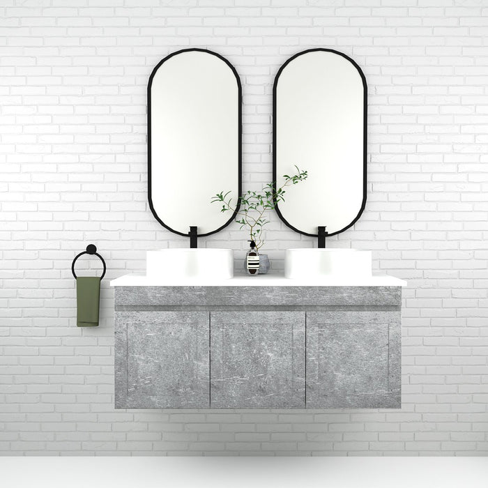 600-1500*450mm Concrete Grey Full Plywood Shaker Wall Hung Vanity With/Without Top - HD reno