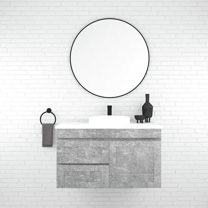 600-1500*450mm Concrete Grey Full Plywood Shaker Wall Hung Vanity With/Without Top - HD reno