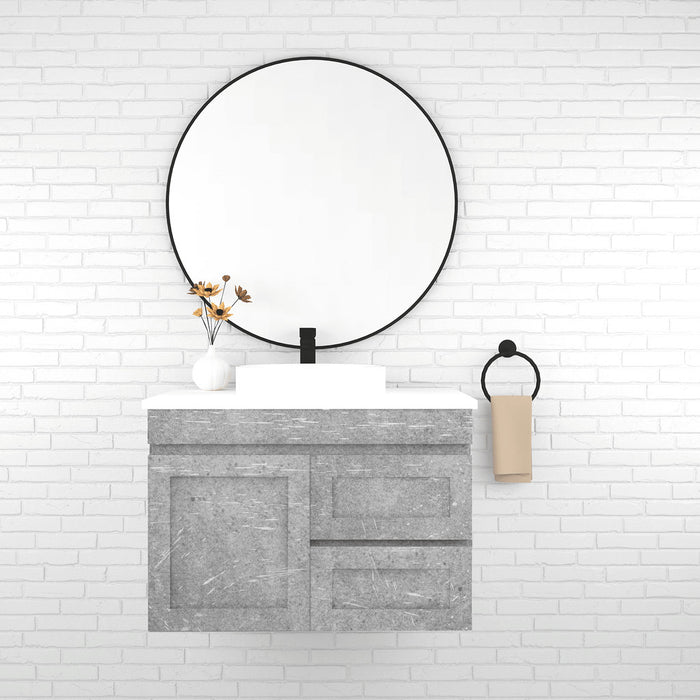 600-1500*450mm Concrete Grey Full Plywood Shaker Wall Hung Vanity With/Without Top - HD reno