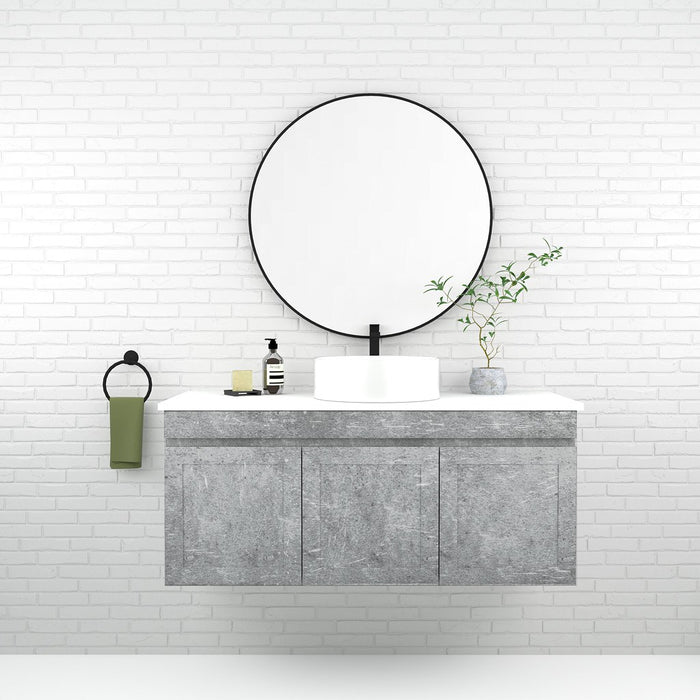 600-1500*450mm Concrete Grey Full Plywood Shaker Wall Hung Vanity With/Without Top - HD reno