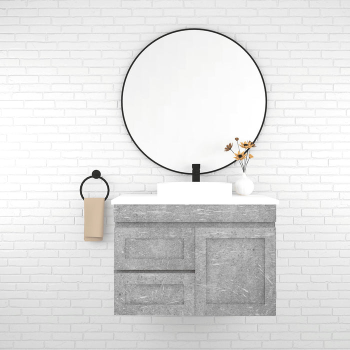600-1500*450mm Concrete Grey Full Plywood Shaker Wall Hung Vanity With/Without Top - HD reno