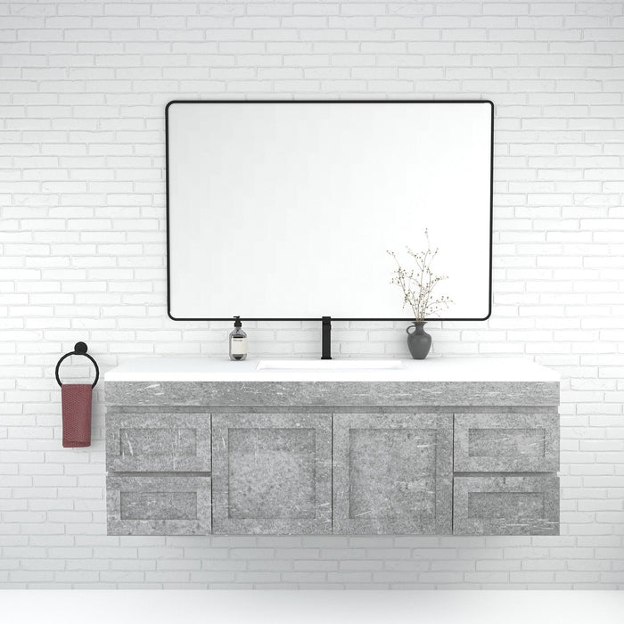 600-1500*450mm Concrete Grey Full Plywood Shaker Wall Hung Vanity With/Without Top - HD reno
