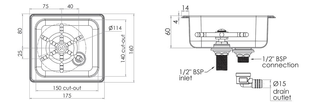 Glass/Milk Jug Rinser Compact. Including Drain Elbow - HD reno