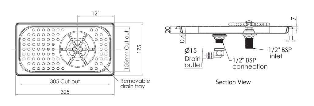 Glass/Milk Jug with Honeycomb Drain Tray (Short). Including Drain Elbow - HD reno