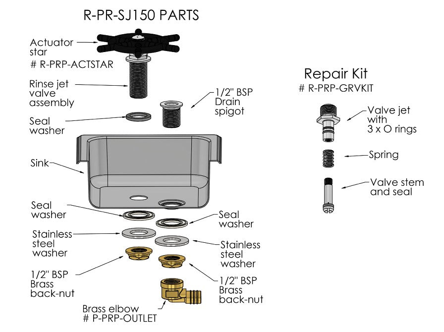 Glass/Milk Jug Rinser Compact. Including Drain Elbow - HD reno