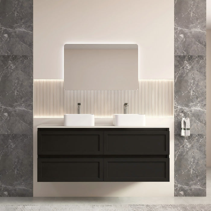 600-1500*460*560mm Matt Black Bathroom Vanity Wall Hung Cabinet Only and Ceramic/Stone Top Available