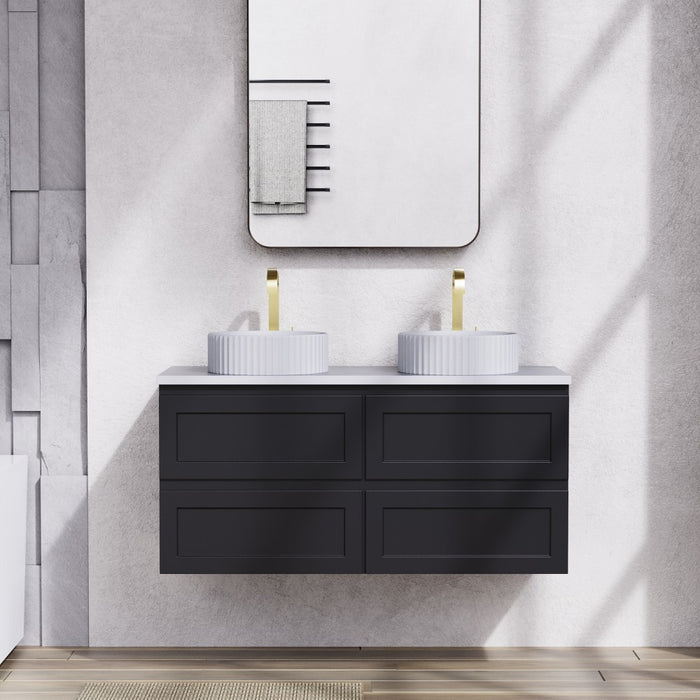 600-1500*460*560mm Matt Black Bathroom Vanity Wall Hung Cabinet Only and Ceramic/Stone Top Available