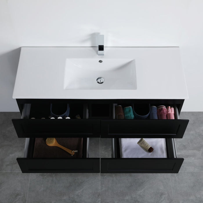 600-1500*460*560mm Matt Black Bathroom Vanity Wall Hung Cabinet Only and Ceramic/Stone Top Available
