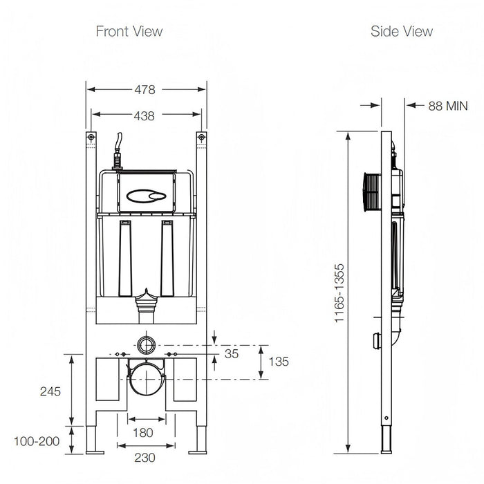 88mm Kohler Mechanical In-wall Cistern For Wall Hung Pan