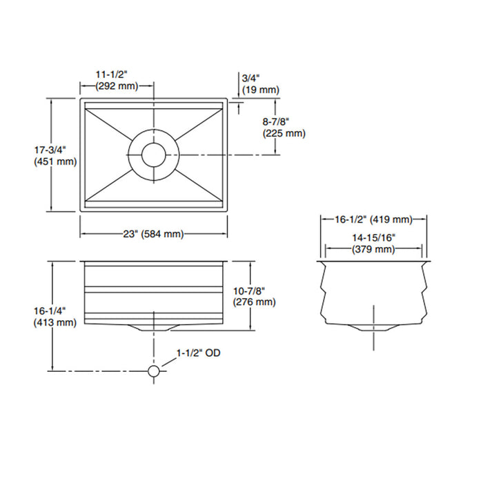 585*450*275mm Kohler Prolific Stainless Steel Square Single Bowl Workstation Undermount Kitchen Sink