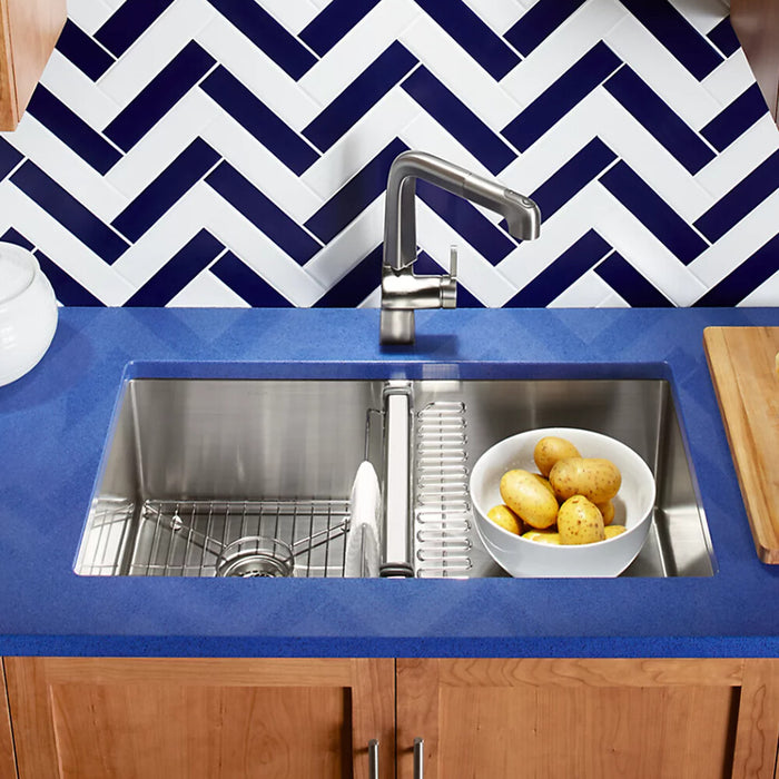 815*465*235mm Kohler Strive Stainless Steel Square Double Bowl With Accessories Undermount Kitchen Sink