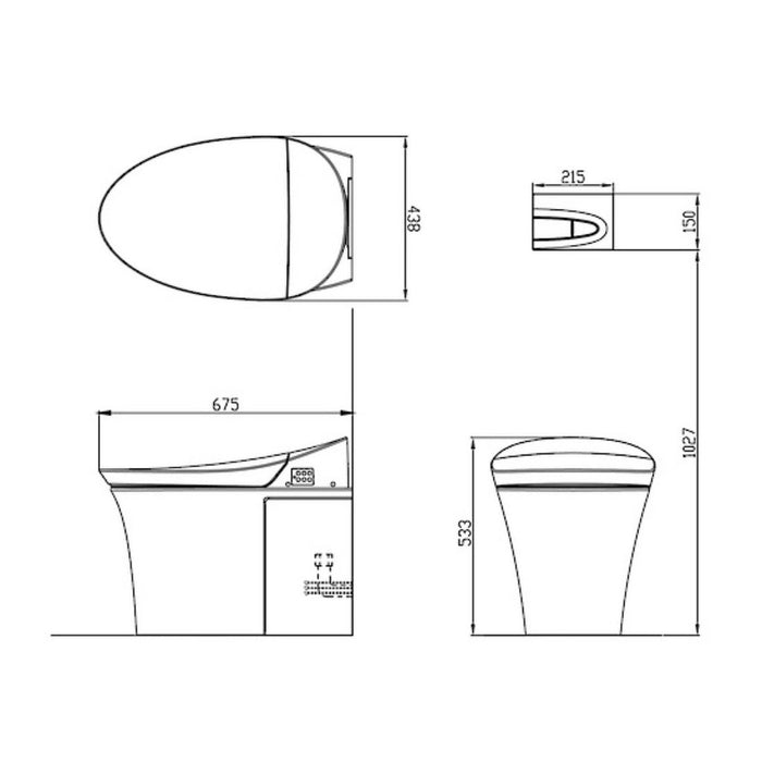 675*438*533mm Kohler Veil One-touch Remote Control Nightlight Wall Faced Smart Bidet Toilet