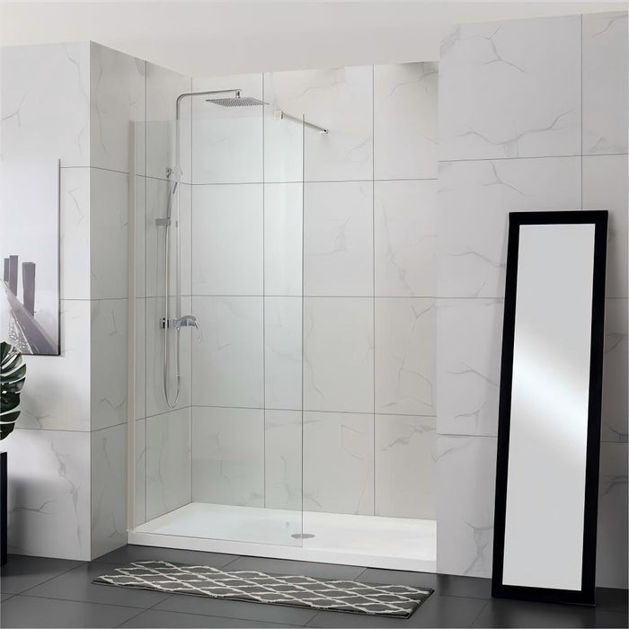 900-1200mm 10mm Glass Frameless Single Door Fixed Panel Chrome Channel Shower Screens - HD reno