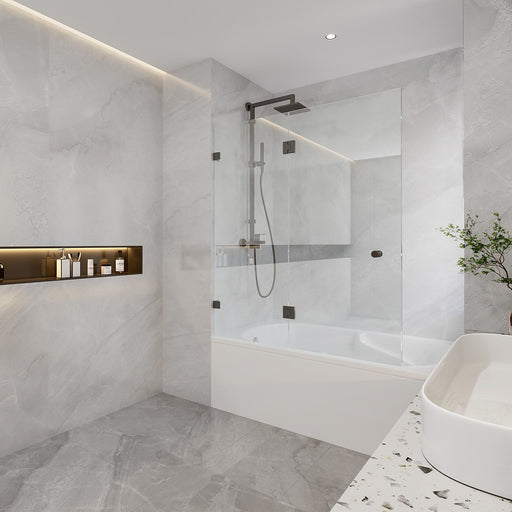 850-1000mm 10mm Covey  Black/Brushed Gold/Brushed Nickel/Chrome/Gun Metal/Light Gold Fixed and Swing Panel Over Bathtub Shower Screens - HD reno