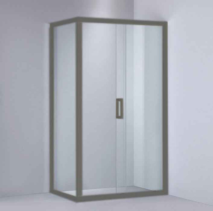 920-1750x2000mm L Shape Shower Screen Sliding Door Gunmetal Grey Semi-frameless 6mm Glass With Return Panel