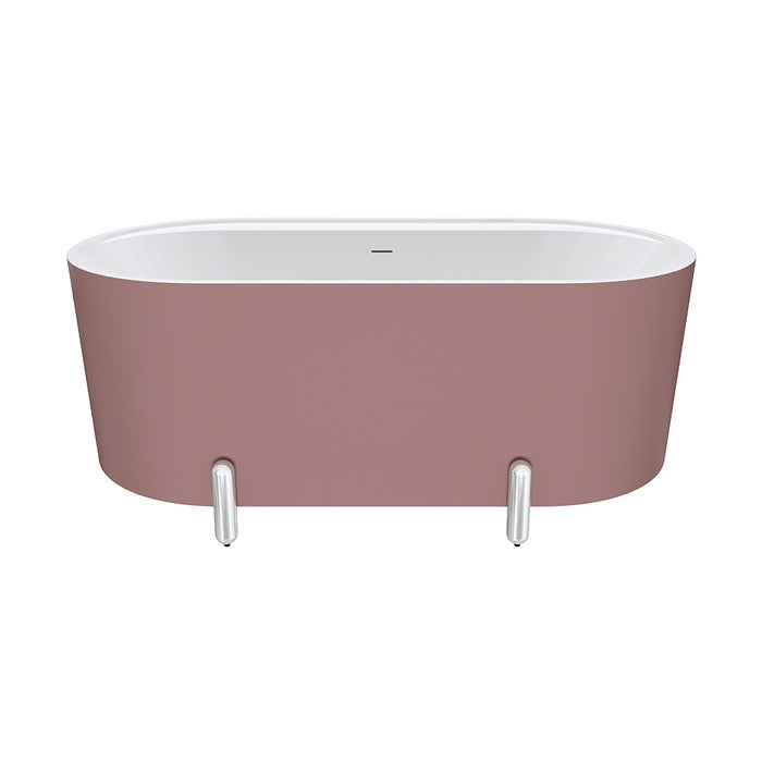 1500-1700*750*600mm Fienza Aluca Matt Rouge Oval Acrylic With Overflow Freestanding Bathtub With Legs